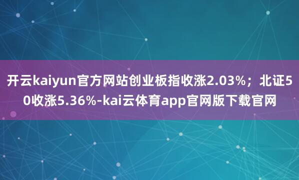 开云kaiyun官方网站创业板指收涨2.03%；北证50收涨5.36%-kai云体育app官网版下载官网