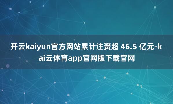 开云kaiyun官方网站累计注资超 46.5 亿元-kai云体育app官网版下载官网