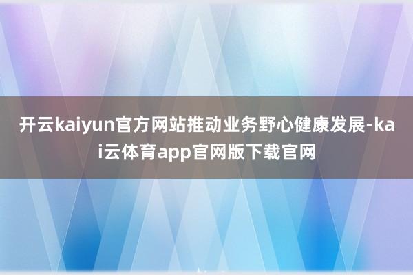 开云kaiyun官方网站推动业务野心健康发展-kai云体育app官网版下载官网
